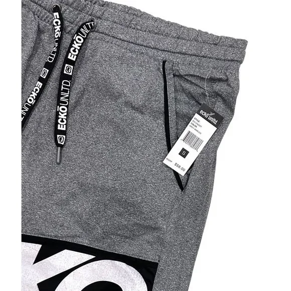 Ecko Unltd Men's Flyknit Marled Colorblock Activewear Shorts in Grey Marled - Picture 2 of 7